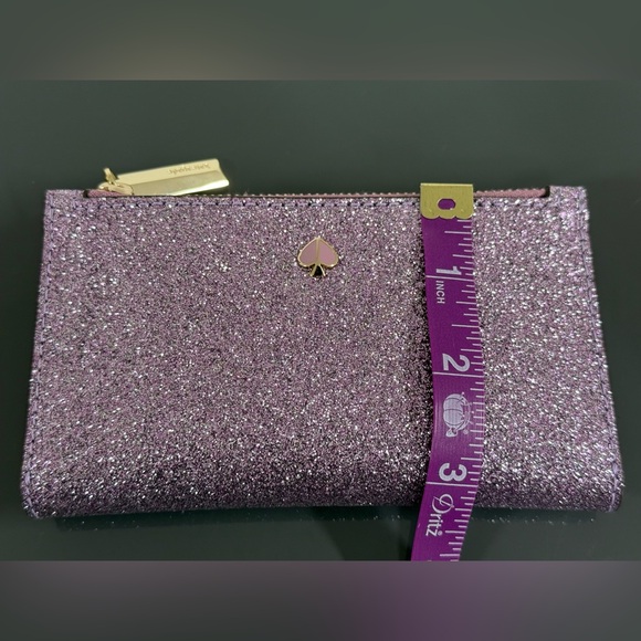 Kate Spade Burgess Court Small Slim Bifold Wallet Glitter Lilac Pink Purple - Picture 12 of 15